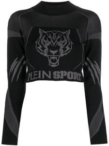 Plein Sport укороченный топ с длинными рукавами, черный