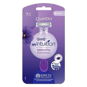 Бритвы одноразовые женские, 3 шт. Wilkinson, My Intuition Quattro Smooth Violet Bloom