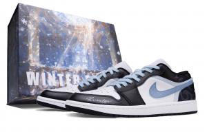 Jordan Баскетбольные кроссовки Air 1 Blue Moment с низким верхом, износостойкие, винтажные, унисекс, сине-черные