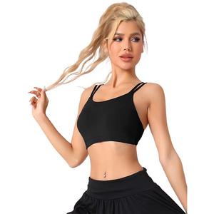 Женский спортивный бюстгальтер U-back с полным покрытием и фиксированными чашками Allegra K, Black