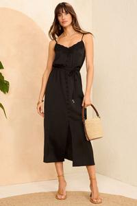 Платье миди с атласной отделкой и бретельками Love & Roses, черный