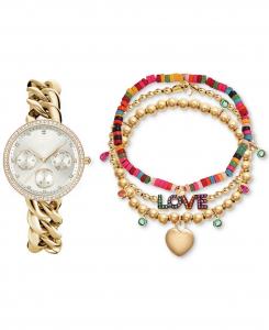 Женские вдохновляющие часы-браслет из металлического сплава золотистого цвета, подарочный набор 34 мм Jessica Carlyle, золотой