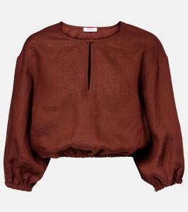 Грациозный льняной топ-кроп Eres, Tortue