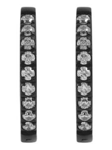 Adeliás Женские серьги - серьги-кольца на шарнирах из нержавеющей стали с черными стразами