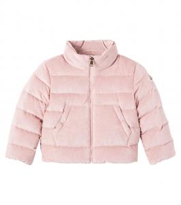 Мартовская вельветовая пуховая куртка Moncler Enfant, Pink/Grey