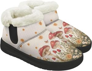 Зимние женские ботинки с мехом, теплые, противоскользящие, для походов и улицы, утепленные для ходьбы и работы Chririnla, Cute Mushroom