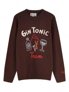 Джемпер с вышитым логотипом и длинными рукавами Mc2 Saint Barth, коричневый