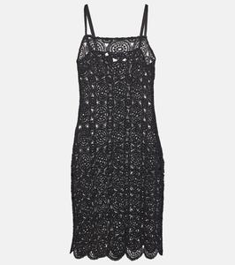 Мини-платье крючком из смеси хлопка и шелка Rotate, черный