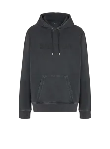 Винтажное худи Balmain с вышивкой, серый/хаки