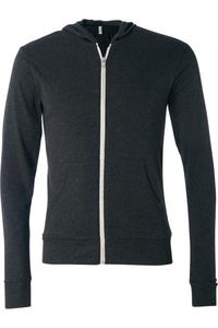 Легкая футболка с длинными рукавами и капюшоном BELLA + CANVAS Triblend, цвет charcoal black triblend