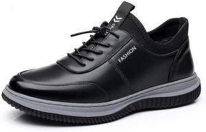 Мужские дышащие туфли из ПУ с шнуровкой, деловые повседневные туфли, круглый носок, удобные офисные туфли для мужчин, стильные кроссовки с эффектом кожи для ежедневной работы Qacksv, черный