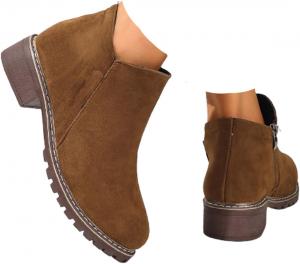 Женские ботильоны, осенние ботинки на низком каблуке с массивной подошвой, ботинки на каждый день с противоскользящей подошвой для прогулок, удобные зимние ботинки Generic, Brown-A