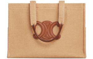 Celine Женская сумка-тоут, сумка через плечо, сумка-шоппер, сумка на плечо, сумка-клатч Cabas Thais из натуральной коровьей кожи, бежево-коричневого цвета