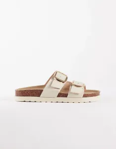 Кремовые сандалии с двойной пряжкой New Look