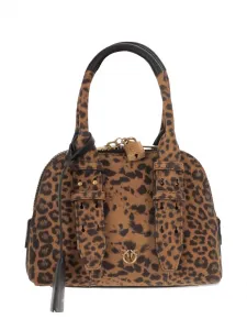 Мини-сумка с леопардовым принтом и замочком Pinko, коричневый