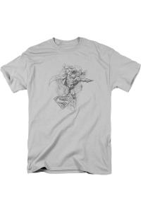 Футболка DC Comics Flying Flex с коротким рукавом для взрослых Gildan, серебряный