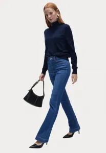 Джинсы с высокой талией, защипами спереди и расклешенной юбкой Marks & Spencer, Medium Indigo