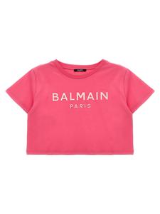 Футболка с тисненым логотипом Balmain Kids, красный
