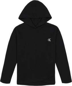 Футболка Calvin Klein с длинными рукавами и круглым вырезом для девочек, мягкая и удобная, Black Wrap