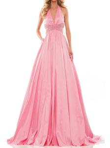 Тафтяное бальное платье с запахом на шее в ярко-розовом цвете COLORS DRESS