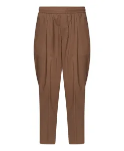 Коричневые шерстяные брюки с эластичным поясом Giuliano Galiano, коричневый
