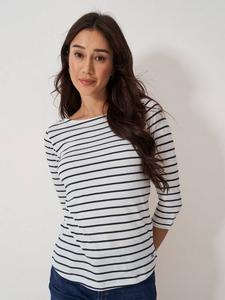 Элегантный топ из хлопкового джерси в полоску Crew Clothing