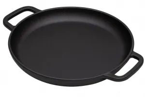 Чугунная сковорода-гриль MAYSTERNYA - ø 34 x 4 см - Аксессуар для барбекю - Кухня на открытом воздухе - Барбекю - Жарка - Форма для духовки - Подарок для барбекю - Подарок - Черный Maysternya