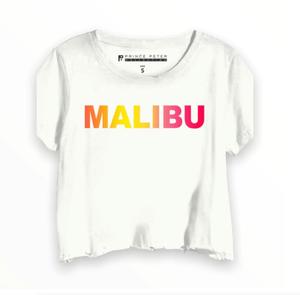 Женская укороченная футболка Malibu с градиентом в белом цвете Prince Peter