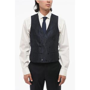 Двубортный жилет с дамасским узором Corneliani, Blue