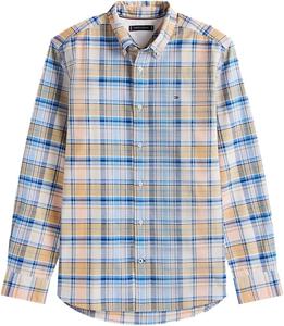 Мужская фирменная рубашка TOMMY HILFIGER с длинным рукавом и застежкой на пуговицы, классического кроя, коллекция 2025 года, Madras Orange Multi 4706.800.
