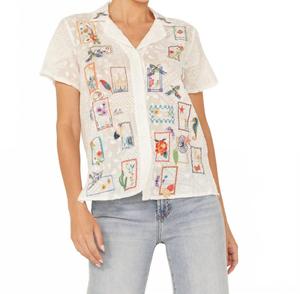 Блуза Cooper на пуговицах в белом цвете Johnny Was