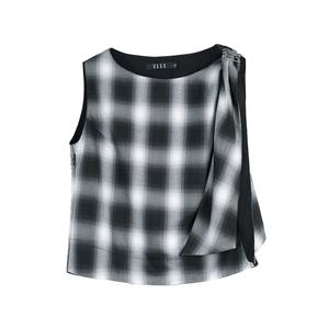 ELLE Топ-майка женская черная с круглым вырезом тонкая Others