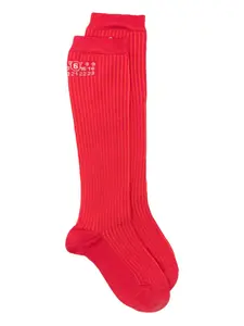 Носки в рубчик с логотипом MM6 Maison Margiela, красный
