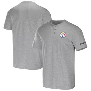 Мужская футболка из коллекции NFL x Darius Rucker от Fanatics Heather Grey Pittsburgh Steelers Henley