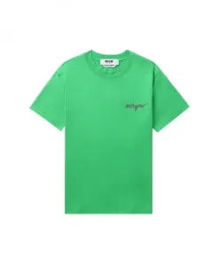 Зеленая хлопковая футболка для женщин Msgm, зеленый