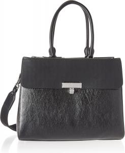 Сумка-тоут Calvin Klein Becky - 2 в 1, веганская кожа, монограмма, 3 кармана, Black/Silver