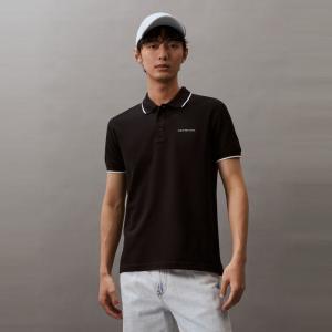 Рубашка-поло мужская Calvin Klein Jeans с короткими рукавами и буквами, черный