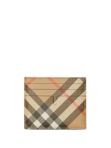 Burberry кожаный держатель карт в клетку Vintage Check, нейтральный цвет