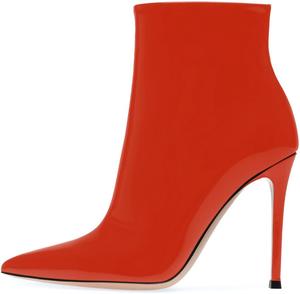 Женские сексуальные ботильоны iadore на высоком каблуке-шпильке с острым носком, боковой молнией, из лакированной кожи, модные зимние и осенние ботинки, размеры 5-12 US, Hot Orange