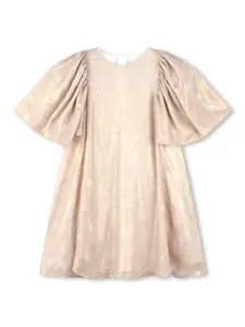 Платье с жаккардовым логотипом Kenzo Kids, золотой