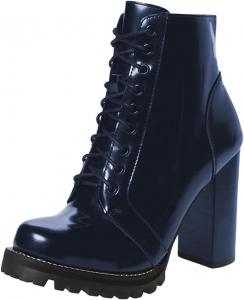 Женские ботильоны FOWT на высокой массивной подошве с кружевной шнуровкой, с округлым носком, на платформе, короткие, легкие, ковбойского стиля, повседневные, для осени, удобные, мягкие, для ходьбы, размеры 4-16 US, Navy