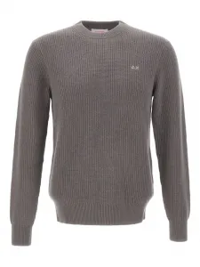 Рифленый свитер с вышитым логотипом Sun68, серый