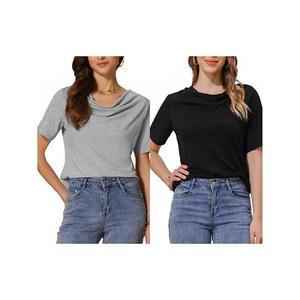 2 упаковки блузки с коротким рукавом и воротником-хомутом Inspire Chic, Black Grey