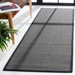Ковер-дорожка SAFAVIEH, 77 x 183 см, Natural Fiber Collection - , Anthracite & Black, дизайн с каймой из сизаля, простой уход, идеально подходит для помещений с высокой проходимостью в гостиной, спальне (NF131D)