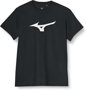 Тренировочная футболка с коротким рукавом и большим логотипом, влагоотводящая и быстросохнущая, унисекс, для взрослых Mizuno, черный