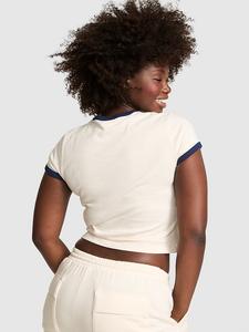 Футболка из хлопка в стиле ретро Pink, winter white