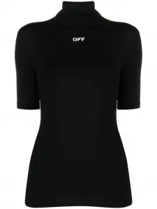 Футболка с высоким воротником и логотипом OFF-WHITE, черный
