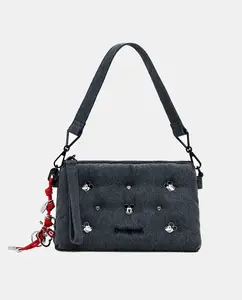 Сумка на плечо из денима с Микки среднего размера Desigual, темно-серый