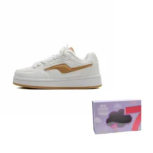 7 SEVFUN Низкие скейтерские кроссовки унисекс сине-желтые бело-золотые, цвет White Gold