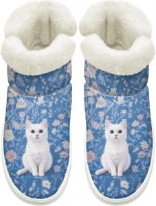 Зимние Ботинки на Легком Надевании для Женщин и Мужчин с Эластичной Липучкой у Щиколотки, Пушистые Снежные Ботинки с Меховой Подкладкой, Удобные, Нескользящая Подошва Cugasmaru, синий